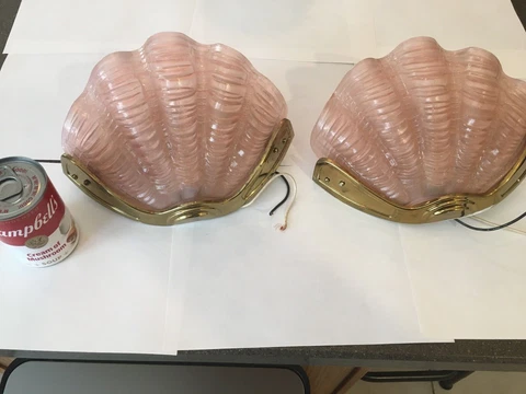 pair of sexy very rare pink glass sea shell wall sconces electric Cover