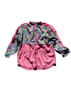 Vintage 80's Reebok Pink Windcheater Nylon Sports Coat Shell Jacket - Size L - Picture 1 of 16