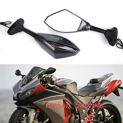 For Suzuki SV650S 2009 2008 2007 2006 LED TURN SIGNAL MOTORCYCLE REARVIEW MIRROR - Image 1 of 4