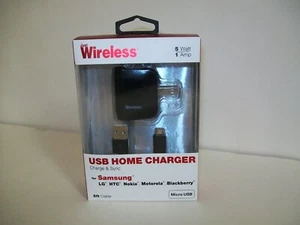 Just Wireless USB Home Charger with 5 Ft. Micro USB Cable Black New - Picture 1 of 3