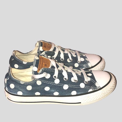 Sneakers blu Converse taglia 2 denim e bianche a pois scarpe bambini Y2