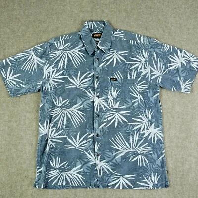 Wolverine Hombres L Botón Frontal Manga Corta Algodón Azul Árboles Foto 1 de 4