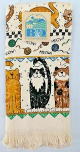 Ames B&D Kitchenworks Cat Show Multicolor 100% Cotton Fringed Kitchen Towel - Picture 1 of 6