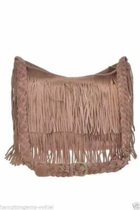 BOLSO DE MANO MENSAJERO/CRUZADO CON FLECOS DE GAMUZA, ELIGE: NEGRO, GRIS, BRONCEADO - Imagen 1 de 10