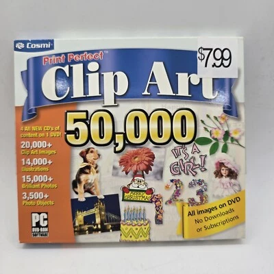 Software PC Cosmi Print Perfect Clip Art 50,000 USED Jewel - Image 1 of 3