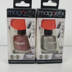 Pretty Woman Magnetix Nail Polish FH7751 FH722 NOS Silver Pink LOT OF 2 - Picture 1 of 6