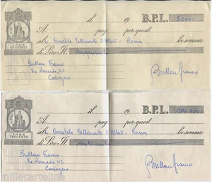 ROMA, 2 CAMBIALI ALLA CURATELA FALLIMENTO D'ALBERTI, FINE ANNI '50 m - Picture 1 of 2