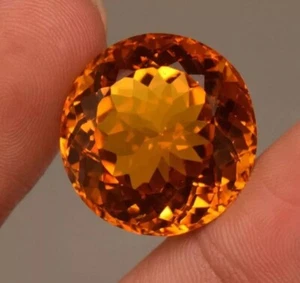 Natural Round Cut Yellow 100-101Ct Citrine Certified Brazilian Loose Gemstone - Picture 1 of 4
