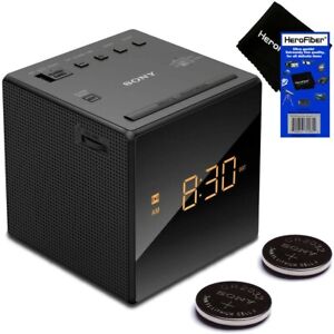 Sony Dual Alarm Clock with Extendable Snooze, AM/FM Radio, Built-in Calendar,