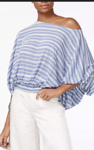 Free People Azelea Damen-Top mit Ösen Saphir Größe L UVP 68 $ - Bild 1 von 6