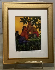 Tea Time II Giclee By Hawaii Native Artist Tim Nguyen Framed Matted Cert Of Auth - Picture 1 of 7
