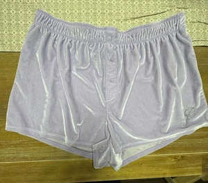 Victoria's Secret PINK Samt Velour Schlaf Boxershorts Gr. L Lavendel Logo - Bild 1 von 11