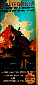 California Points of Interest & Touring Map 1945 Chevron Supreme - Picture 1 of 2