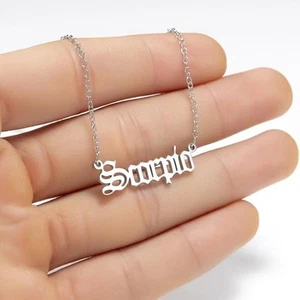 Colgante horóscopo zodiaco de escorpio de acero inoxidable para mujer con cadena cable de 18" - Imagen 1 de 5