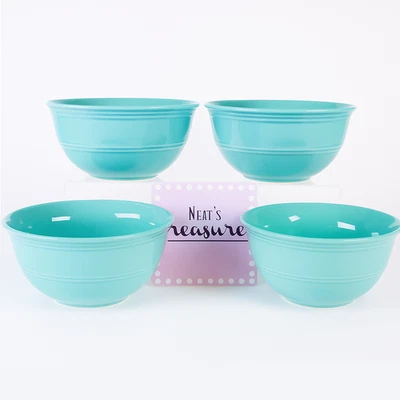 Mainstays RAINFOREST AQUA Teal Blue Embossed Stoneware Soup Cereal Bowls Set 4 - Image 1 of 4