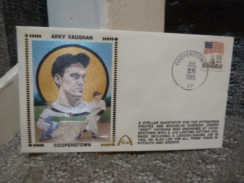 1985 GATEWAY ARKY VAUGHAN COOPERSTOWN BASEBALL FDC POSTAL CACHET ENVELOPE RARE - Image 1 of 1