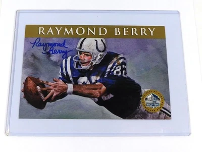 Raymond Berry Signed 1998 Pro Football Hall of Fame 4x6 Gold Card Colts Auto - Image 1 of 2