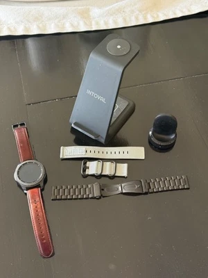 Samsung Galaxy Watch3 SM-R840 45mm Stainless Steel Case with Brown Leather Strap - Image 1 of 4