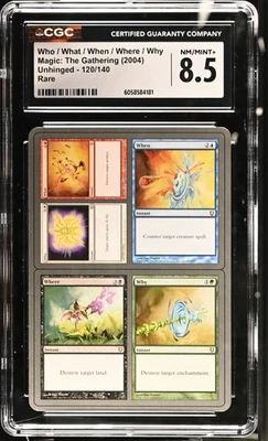 WHO / WHAT / WHEN / WHERE / WHY Unhinged Rare CGC 8.5 MTG [Nostalgium] - Image 1 of 2