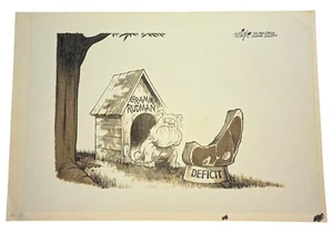 Dick Wright Defizit BEWEIS JOURNAL-BULLETIN Politische Cartoon Kunst 11"x16" - Bild 1 von 3