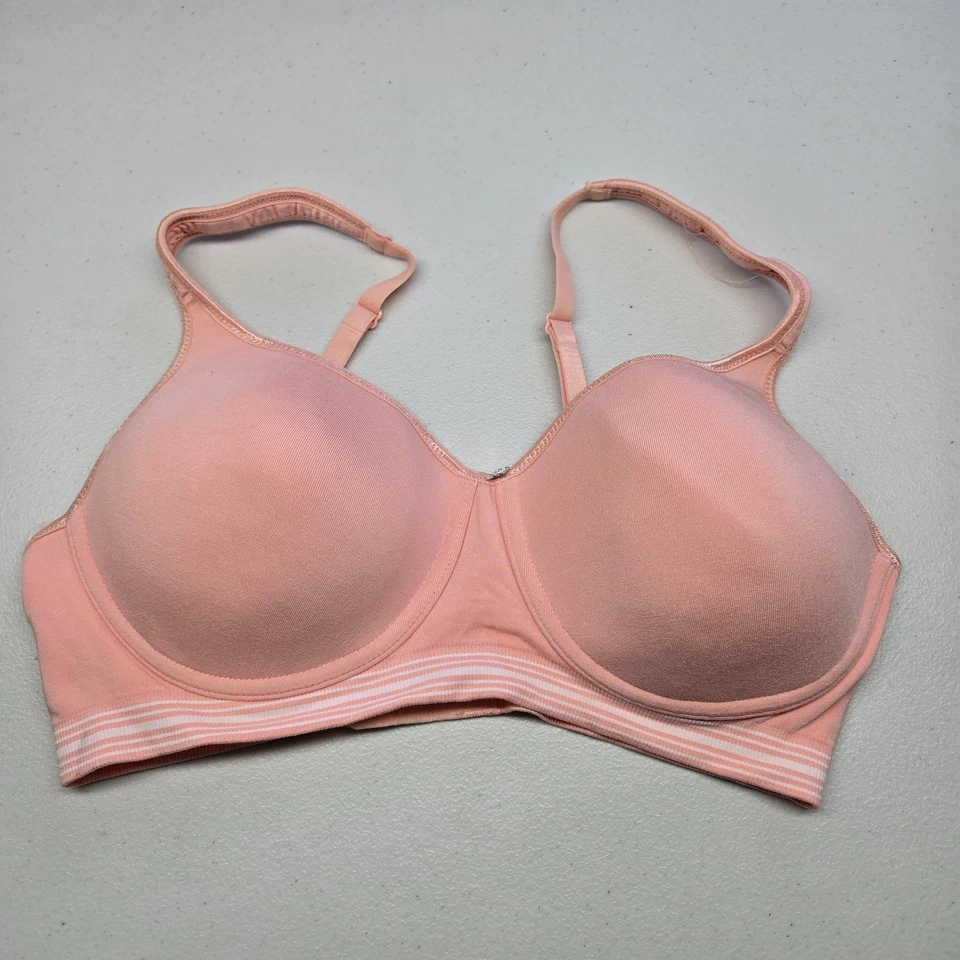 Breezies Women Bra 36C Peach T Shirt Wireless Logo Lightly Lined - Image 1 of 4