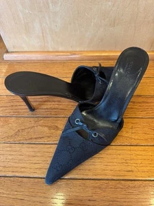 Gucci pointy monogram GG slide heel shoes 10b (600 - Picture 1 of 7