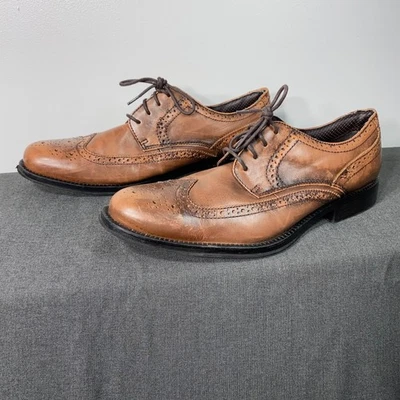 Chaps Shoes Mens Size 10.5M Brown Wingtip Oxford Brogue Leather Dress Lace Up - Image 1 of 4