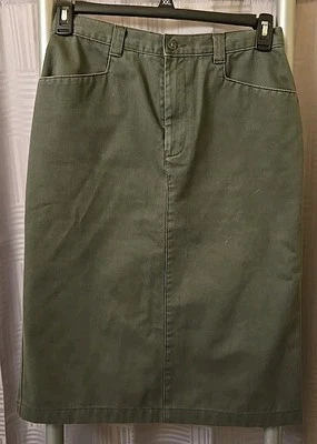 复古 Lee Casuals 女式 10 M 绿色牛仔裙直筒长裙 26.5 英寸长 — 第 1/4 张图片