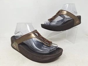 Sandalias de tanga FitFlop Pietra de cuero con joyas de bronce para mujer talla 7 - Imagen 1 de 9