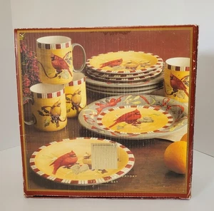 LENOX WINTER GREETINGS EVERYDAY CARDINAL 12 PIECE DINNER SET Catherine McClung - Picture 1 of 6