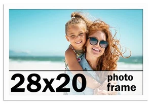 28x20 Rahmen Weiß Holz Bilder Fotorahmen mit UV Acryl und Säurefreier Rückseite - Bild 1 von 8
