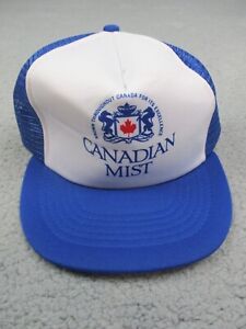 Vintage Canadian Mist Trucker Hat Cap Snapback Mesh Foam Sunbelt Blue White