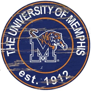 Memphis Tigers 24" Sign Round Distressed Established Sign NEW - Picture 1 of 1