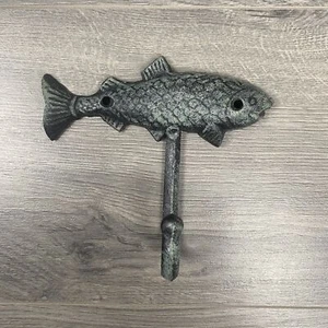 Fish Wall Coat Hook Cast Iron Hanger Hook Towels Man Cave Fisherman Decor - Picture 1 of 11