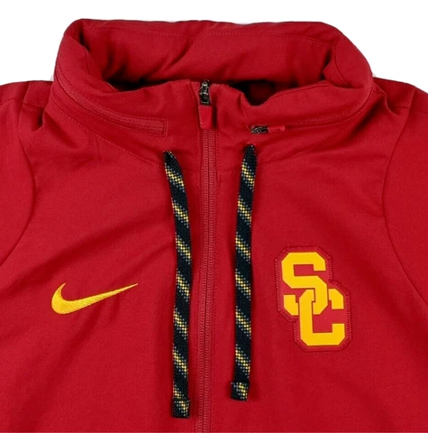 USC Trojans Nike Dri-Fit Jacket Medium M Long Sleeve Hidden Hoodie Full Zip Red Cover
