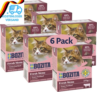 BESUCHE DEN BOZITA-STORE Bozita Nassfutter-Häppchen Für Katzen in Gelee Mit Rinderhack - 6Er Pack 370G Sc