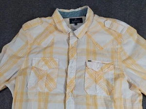 Camisa Buffalo David Bitton Para Hombres 2XL Amarilla A Cuadros Abotonada Algodón Grande y Alta - Imagen 1 de 18