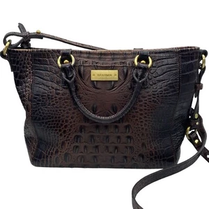 Brahmin Mini Asher purse bag shoulder pecan croco embossed - Picture 1 of 19