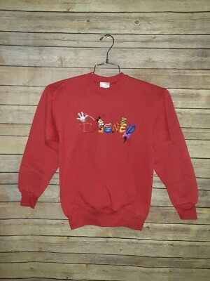 Vtg Disney Store Mickey & Characters Kids Youth Medium Sweatshirt Crewneck EUC  - Image 1 of 4