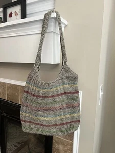 The Sak Schultertasche groß bunt gehäkelt Regenbogen Boho Handtasche Reißverschluss oben gebraucht, in einwandfreiem Zustand - Bild 1 von 6
