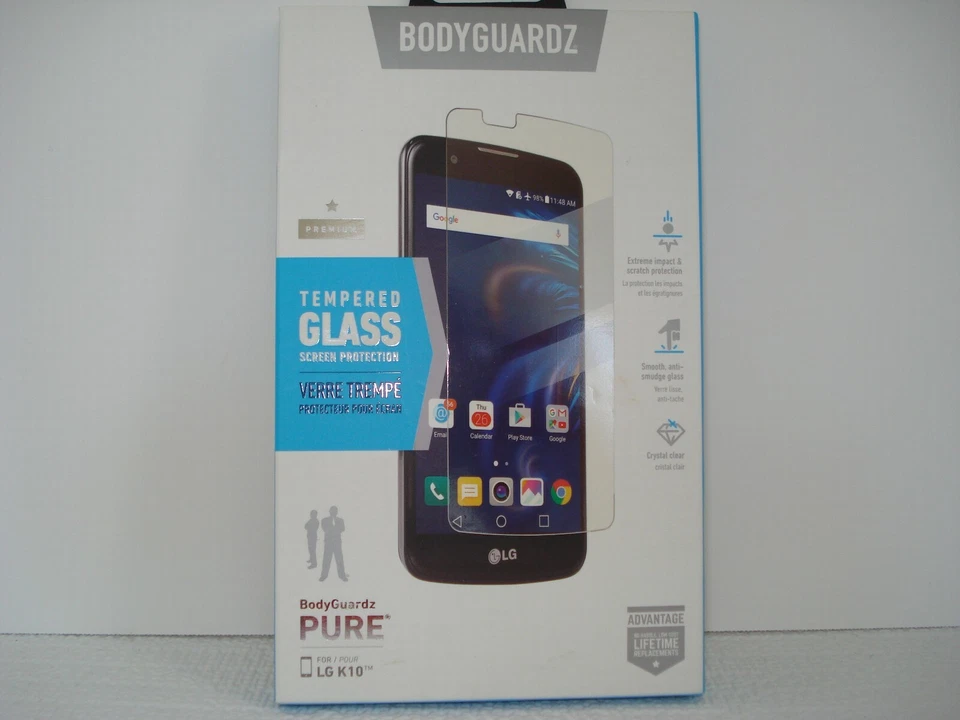 Nuevo Protector de Pantalla BodyGuardz Vidrio Templado Puro para LG K10 Foto 1 de 2