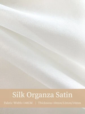 Mulberry Silk Organza Satin Clothing Fabric Tulle for Women for Sewing by Meter - Image 1 of 4