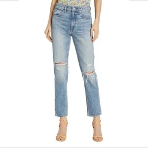 SLVRLAKE Virginia Slim distressed high rise Jeans Denim Knieschlitz leicht neu 31 - Bild 1 von 9