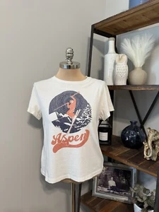 NWT Re/Done Aspen Ski Classic Graphic Tee in Vintage White Graphic Tee Size LRG - Picture 1 of 11
