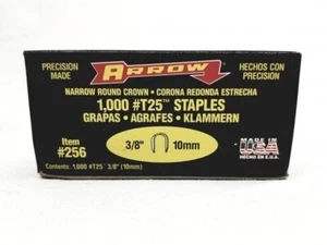 Arrow ARRT2538 T25 Wire Staples 10mm (3/8in) (Box 1000) Narrow Round Crown #256 - Picture 1 of 1