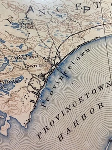 Original 1906 map of Provincetown, Mass. Cape Cod topographic  - Picture 1 of 12