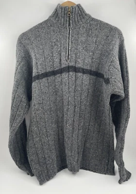 Suéter masculino J. Ashford médio novo lã 80% 1/4 zíper cinza feito na Itália - Imagem 1 de 4