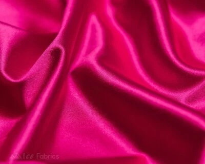 Hot Pink 4 Way Stretch Silky Satin Fabric By Yard Thick Satin - Image 1 of 4