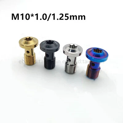 Banjo Bolt M10 1.0/1.25mm Titanio Tornillos Moto Brembo Freno Doble Línea Foto 1 de 4