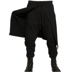 Men Gothic Black Baggy Drape Layering Pants Wrap Skirt Trouser Punk Boho Fashion - Picture 1 of 5